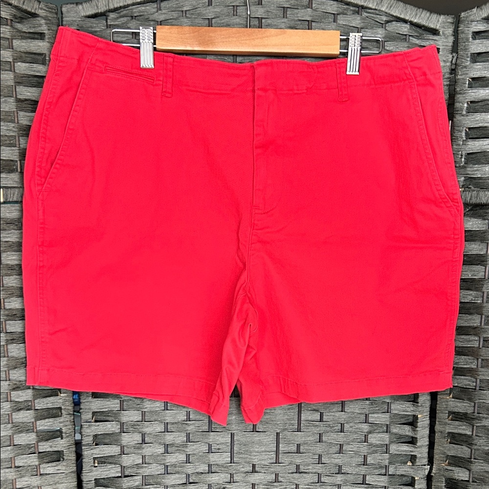 Lands End Coral/Red Back Elastic Flat Front Shorts